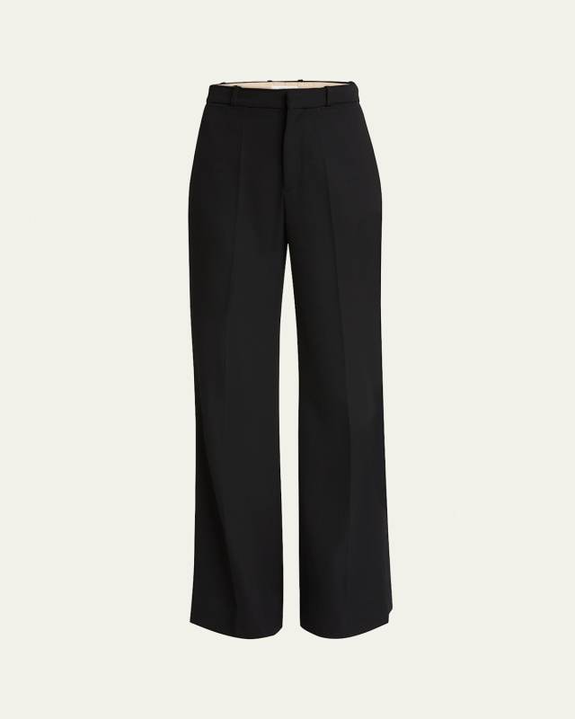 High Waist Flared Wool Pants